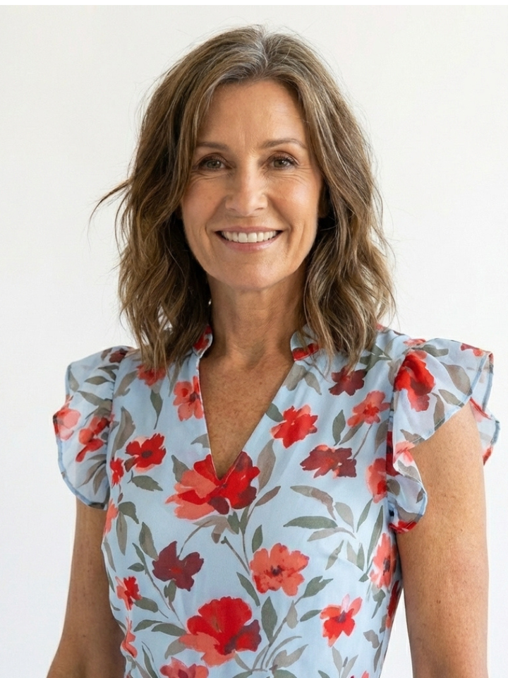 Lila | Floral V-Ausschnitt Schichten Midi Kleid