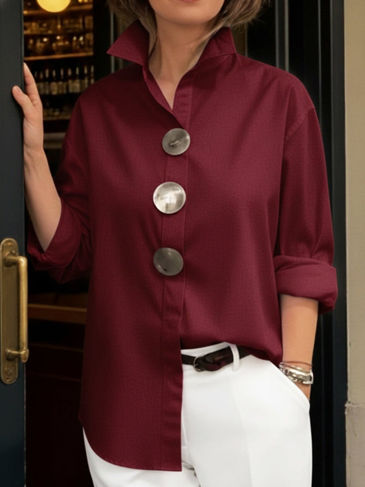 Mila | Bequeme Bluse mit lockerer Passform und Stehkragen