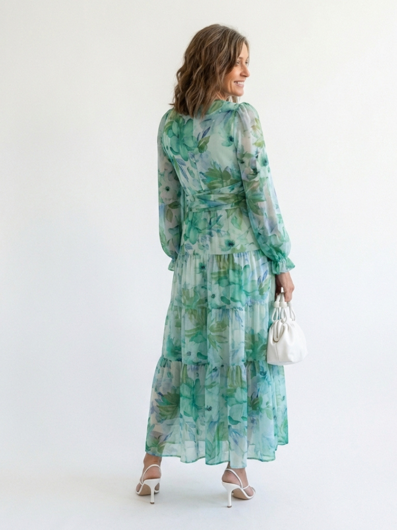 Althea | Langärmliges Blumen-Maxikleid