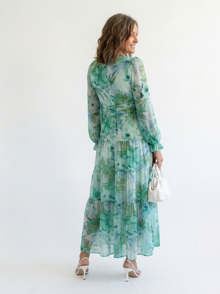 Althea | Langärmliges Blumen-Maxikleid