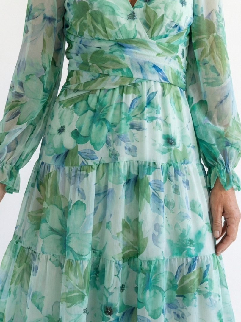 Althea | Langärmliges Blumen-Maxikleid