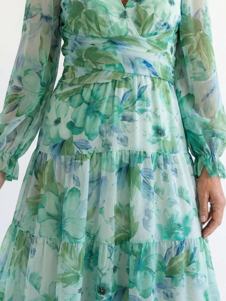 Althea | Langärmliges Blumen-Maxikleid