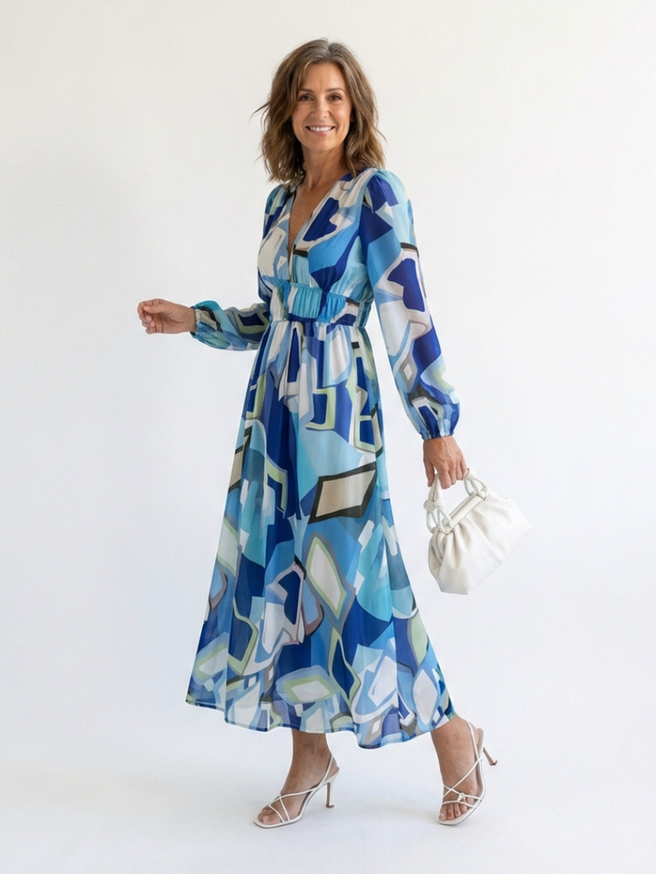 Althea | Langärmliges Blumen-Maxikleid