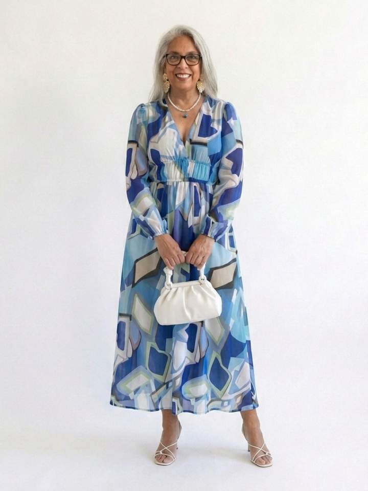 Althea | Langärmliges Blumen-Maxikleid