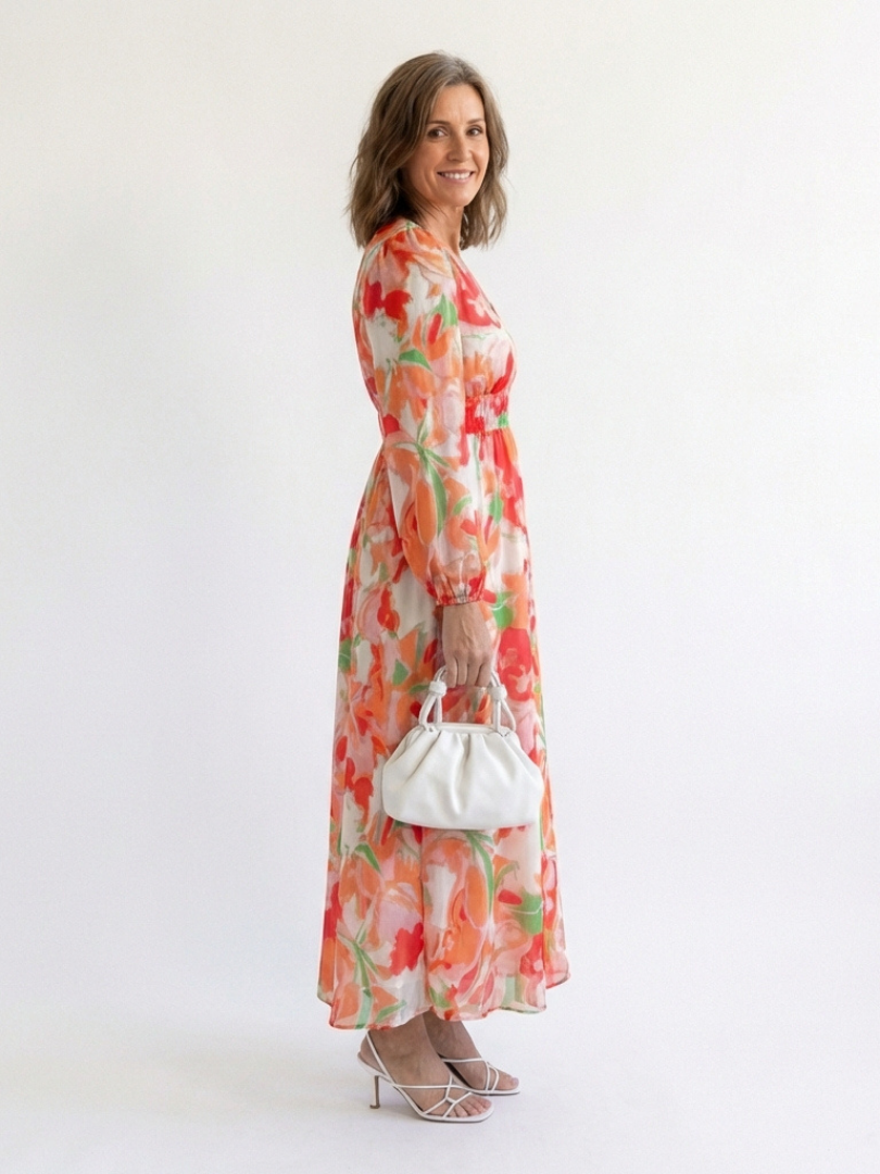 Althea | Langärmliges Blumen-Maxikleid