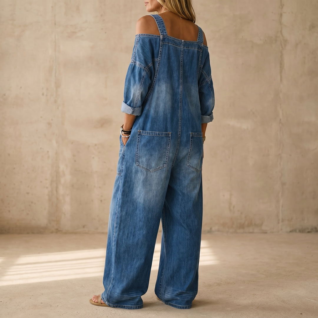 Anja | Bequemer Jeans-Jumpsuit – locker sitzend, stilvoll und mit Taschen