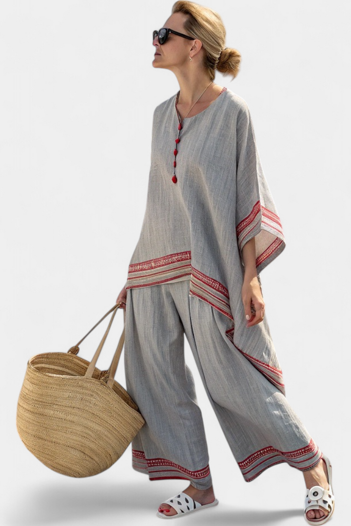 Ruby | Anspruchsvolle asymmetrische Bluse & Ethnische weite Hose