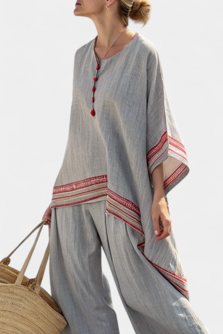 Ruby | Anspruchsvolle asymmetrische Bluse & Ethnische weite Hose