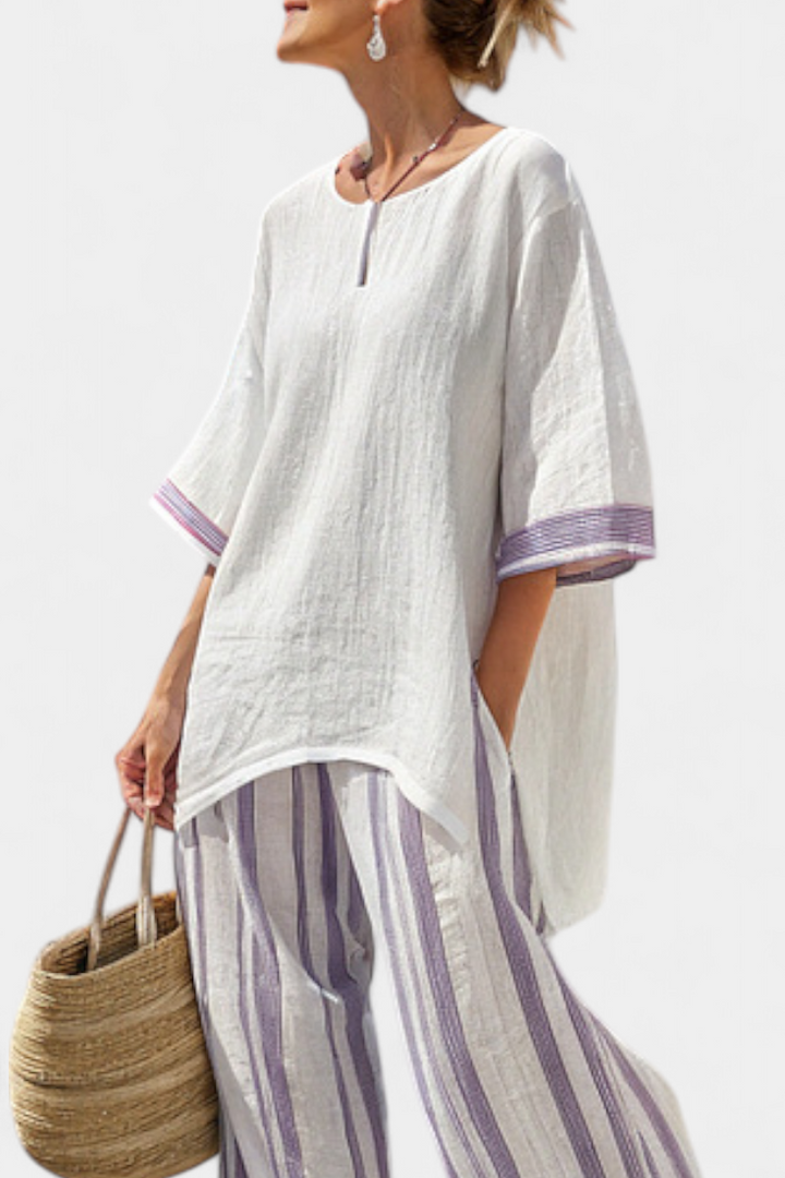 Celina | Bequeme, lässige Bluse & Gestreifte Bambushose