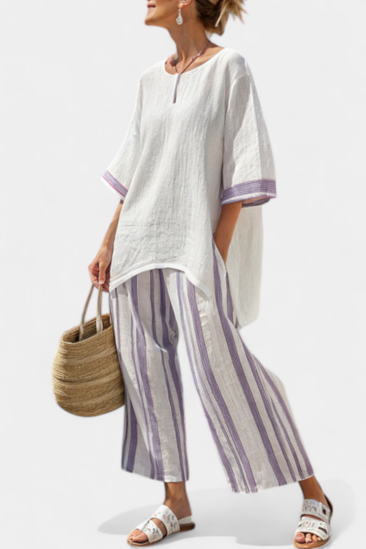 Celina | Bequeme, lässige Bluse & Gestreifte Bambushose