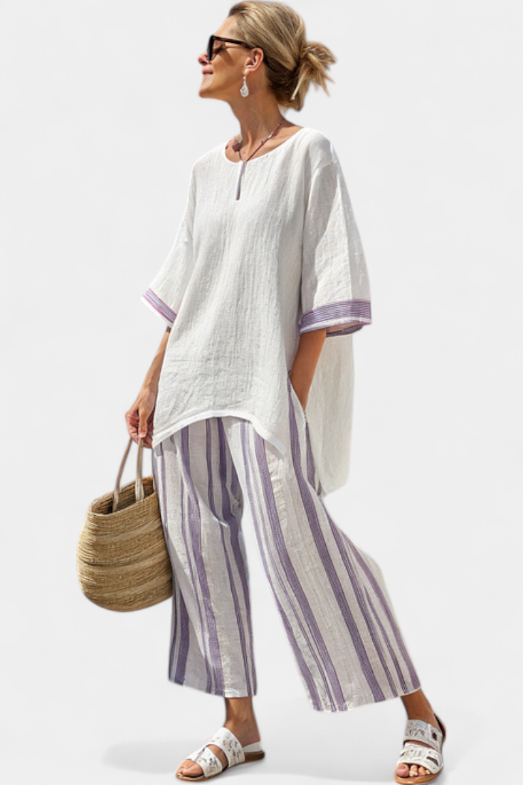 Celina | Bequeme, lässige Bluse & Gestreifte Bambushose