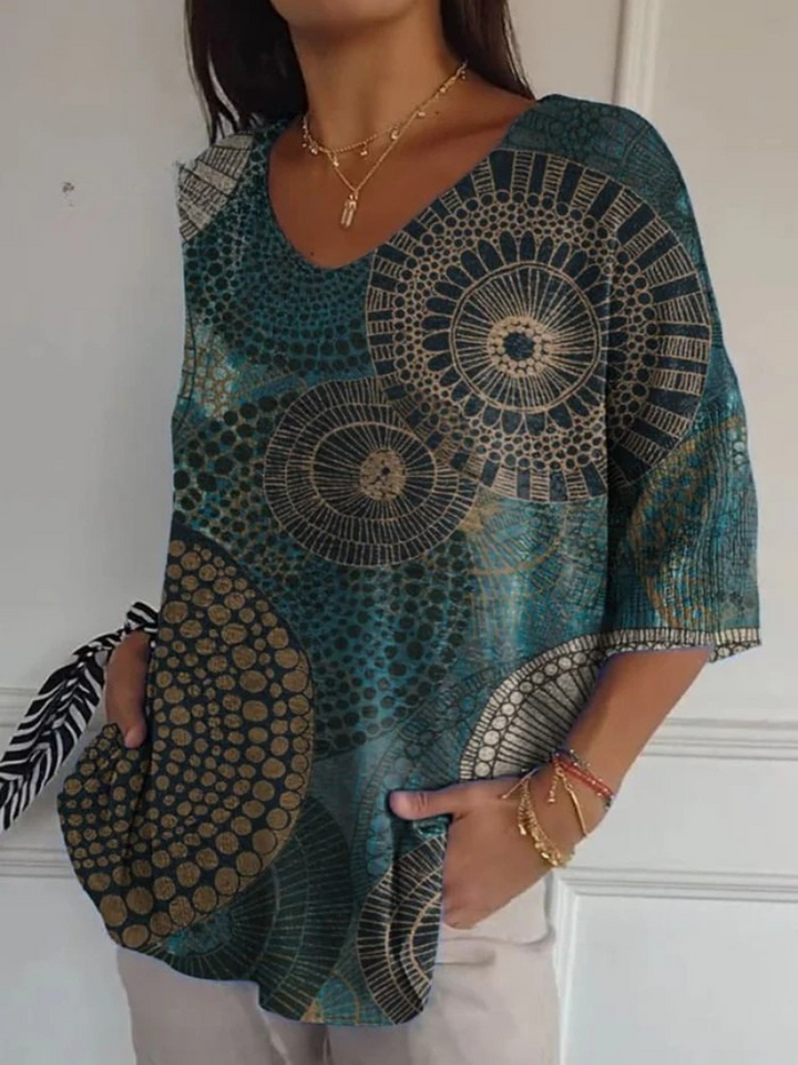Zoey | Damen Vintage Kreis Totem Abstrakte Geometrie Lässiger Pullover Strick