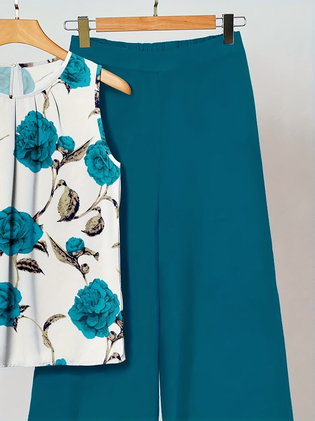 Alicia | Cyan Floral Zweiteiliges Set