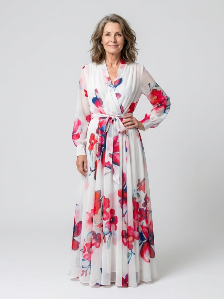 Lillian | Blumiges Maxikleid mit langen Ärmeln