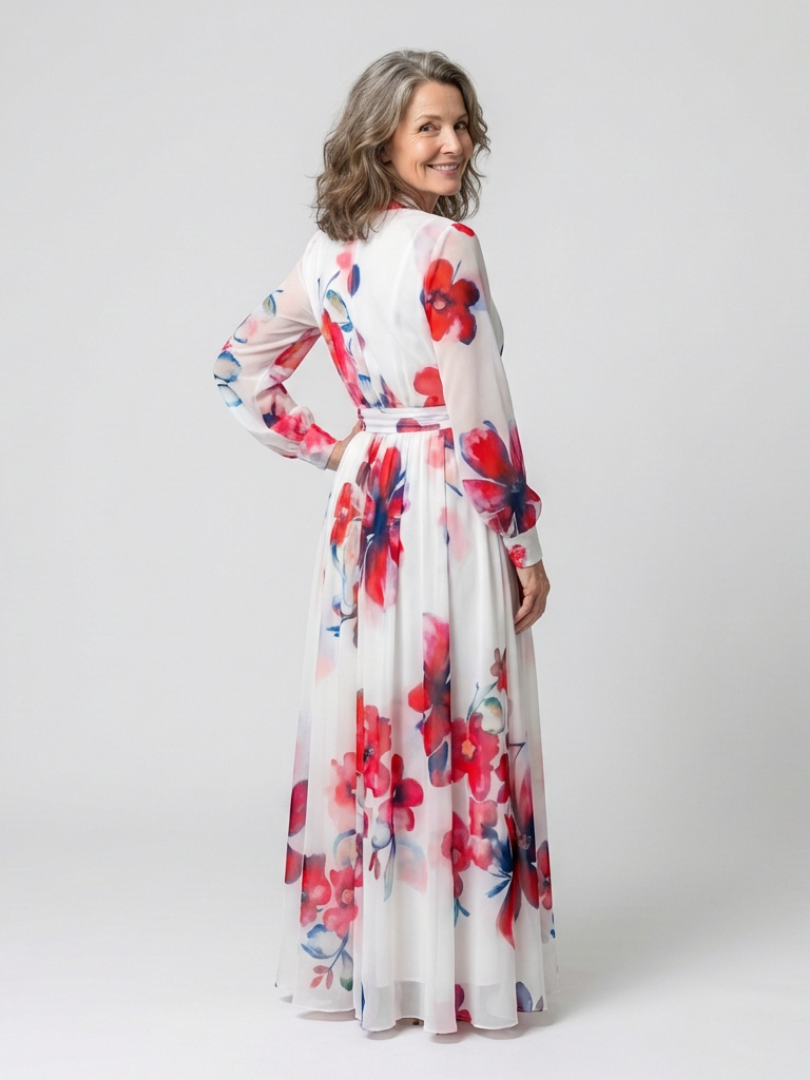 Lillian | Blumiges Maxikleid mit langen Ärmeln