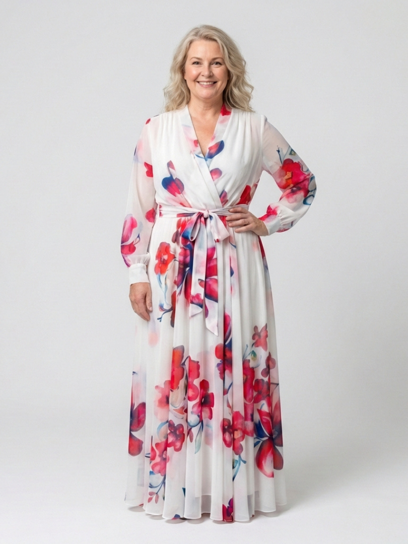 Lillian | Blumiges Maxikleid mit langen Ärmeln