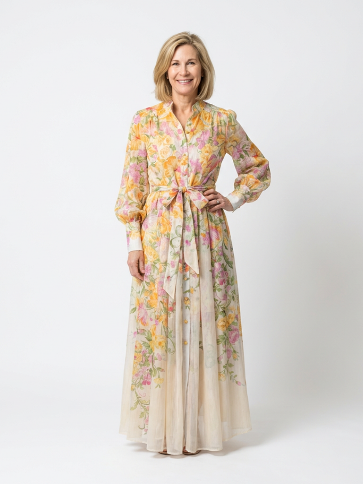 Cressida | Florales Maxikleid mit langen Ärmeln