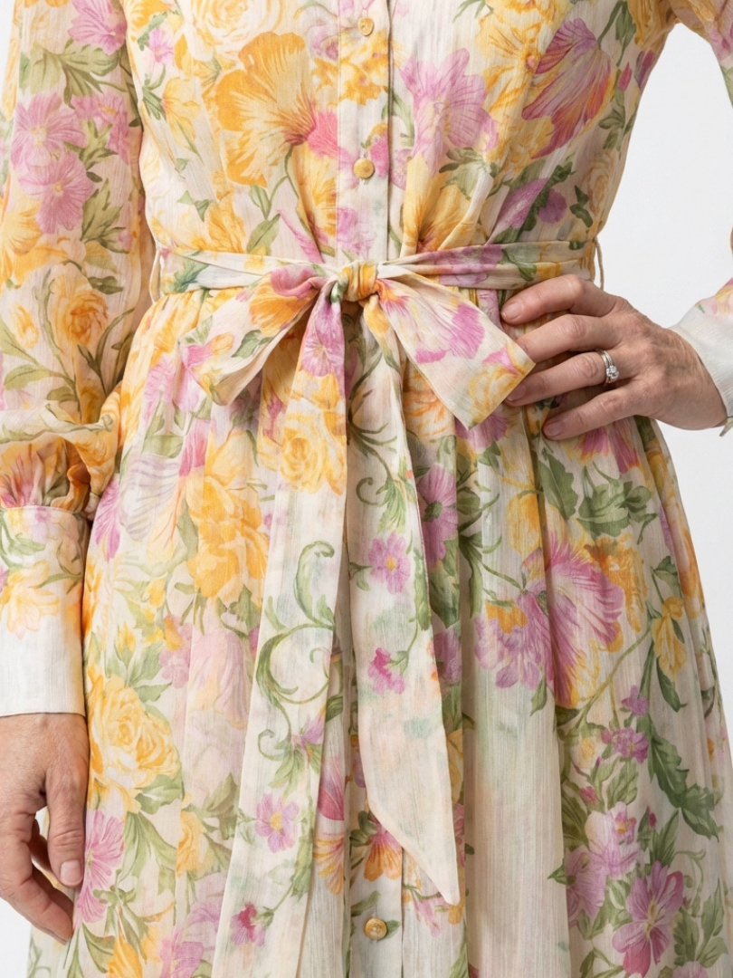 Cressida | Florales Maxikleid mit langen Ärmeln