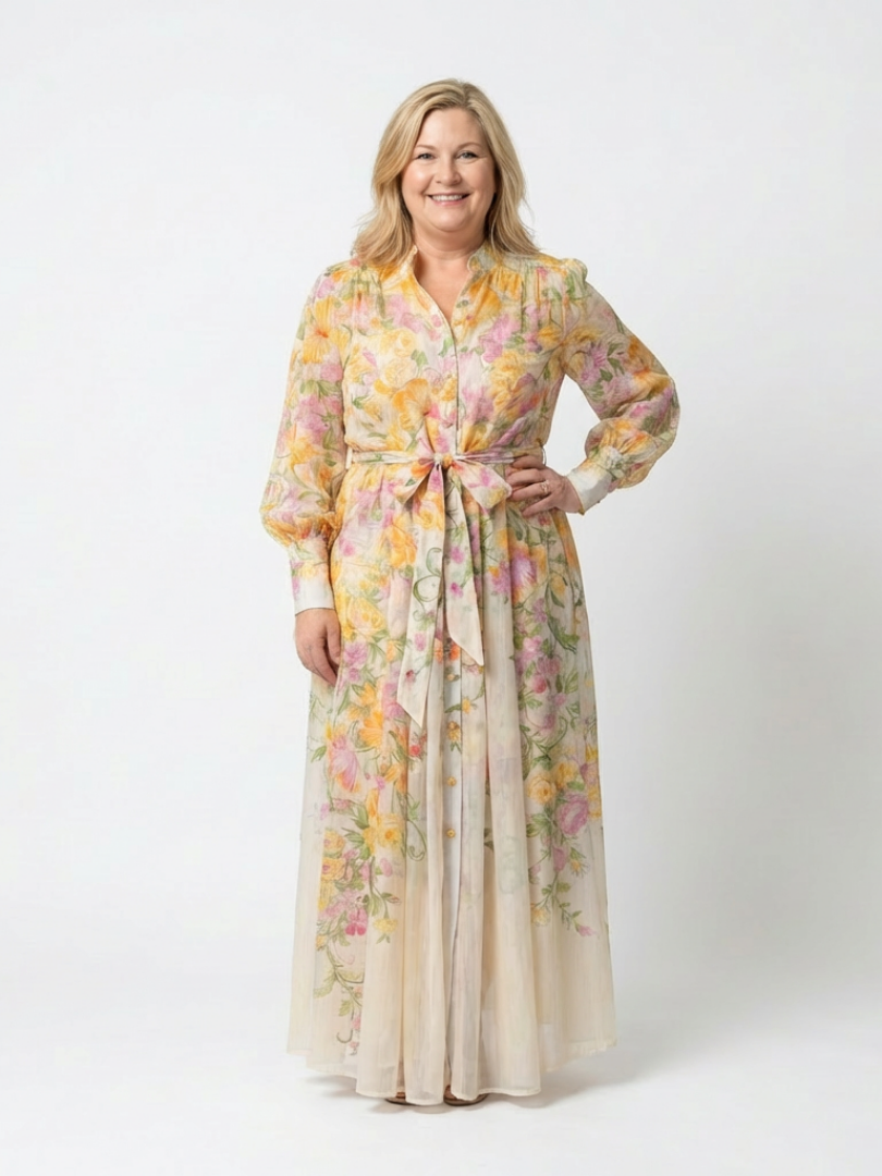 Cressida | Florales Maxikleid mit langen Ärmeln