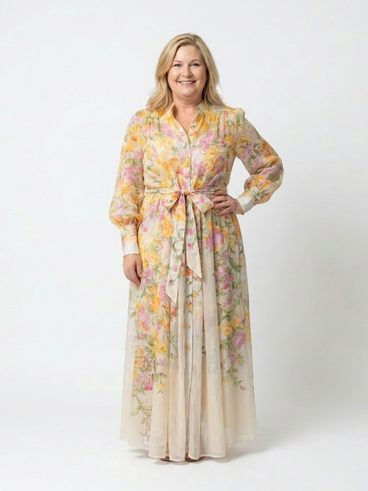 Cressida | Florales Maxikleid mit langen Ärmeln