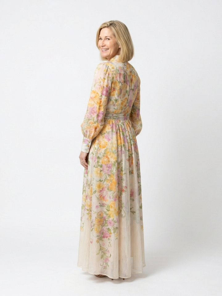 Cressida | Florales Maxikleid mit langen Ärmeln