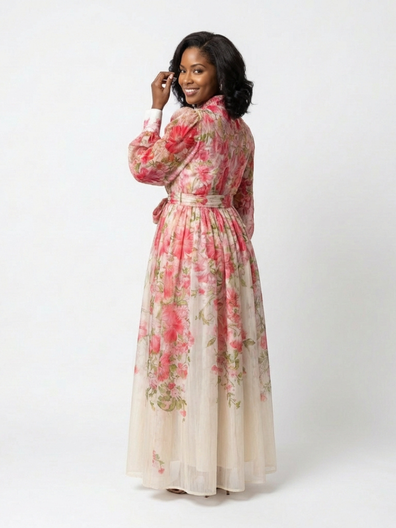 Cressida | Florales Maxikleid mit langen Ärmeln