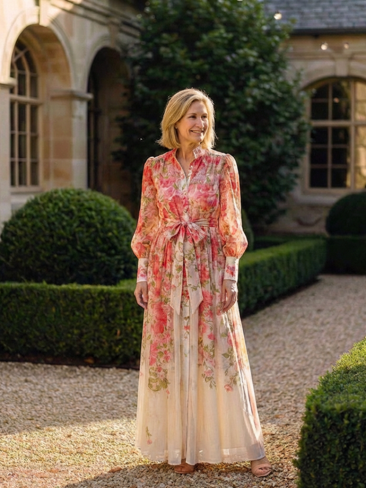 Cressida | Florales Maxikleid mit langen Ärmeln